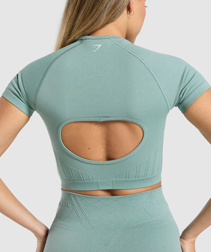 Gymshark Corset Seamless Crop Top - Celeste Blue