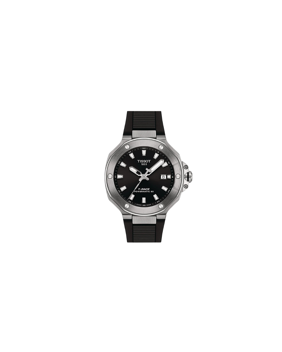 Tissot T-Race Powermatic 80 Black Dial 41mm Black Silicone Strap Automatic Watch