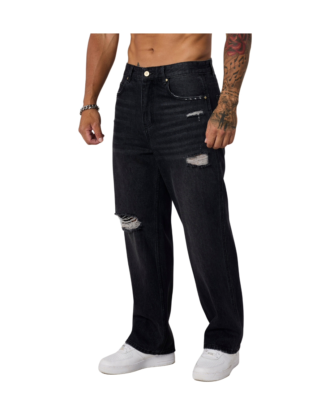 6025 - Straight Fit Ripped Jeans