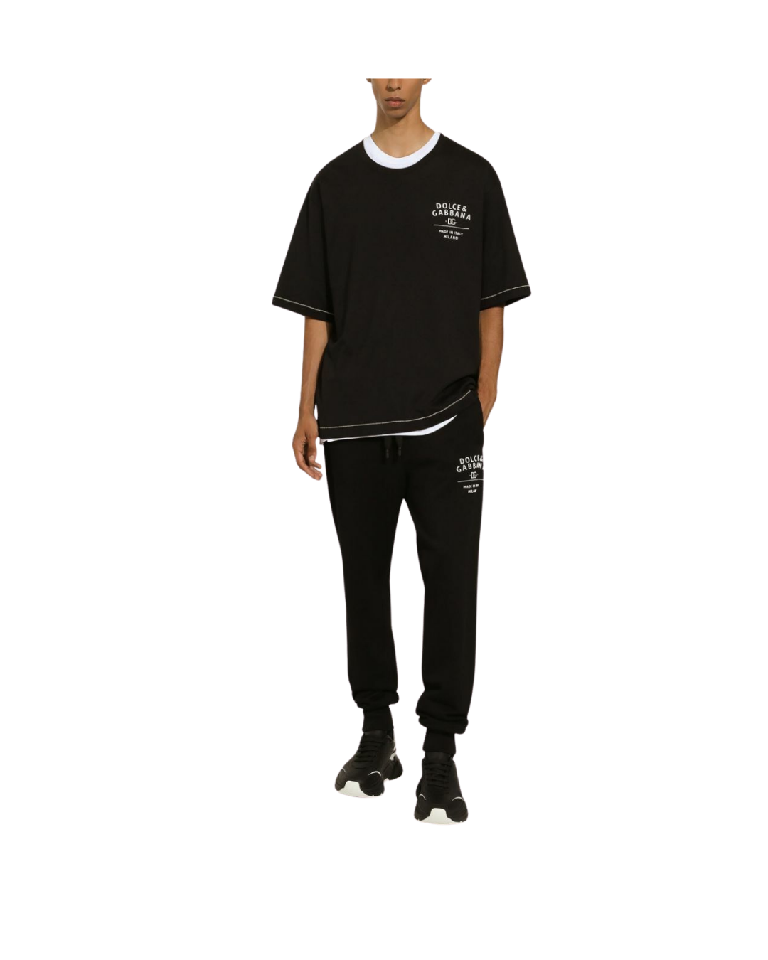 Dolce & Gabbana Black Logo-Print Cotton T-Shirt