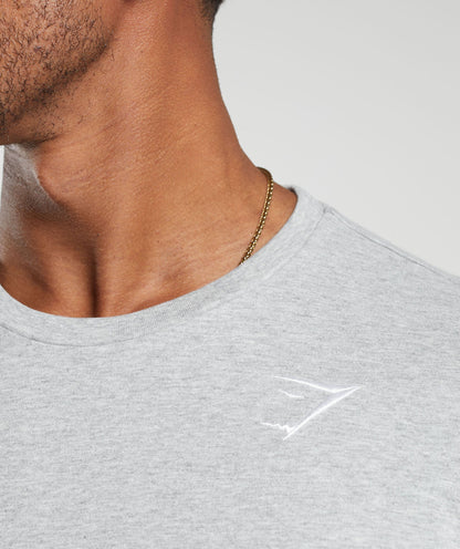 Gymshark Crest Long Sleeve T-Shirt - Light Grey Marl