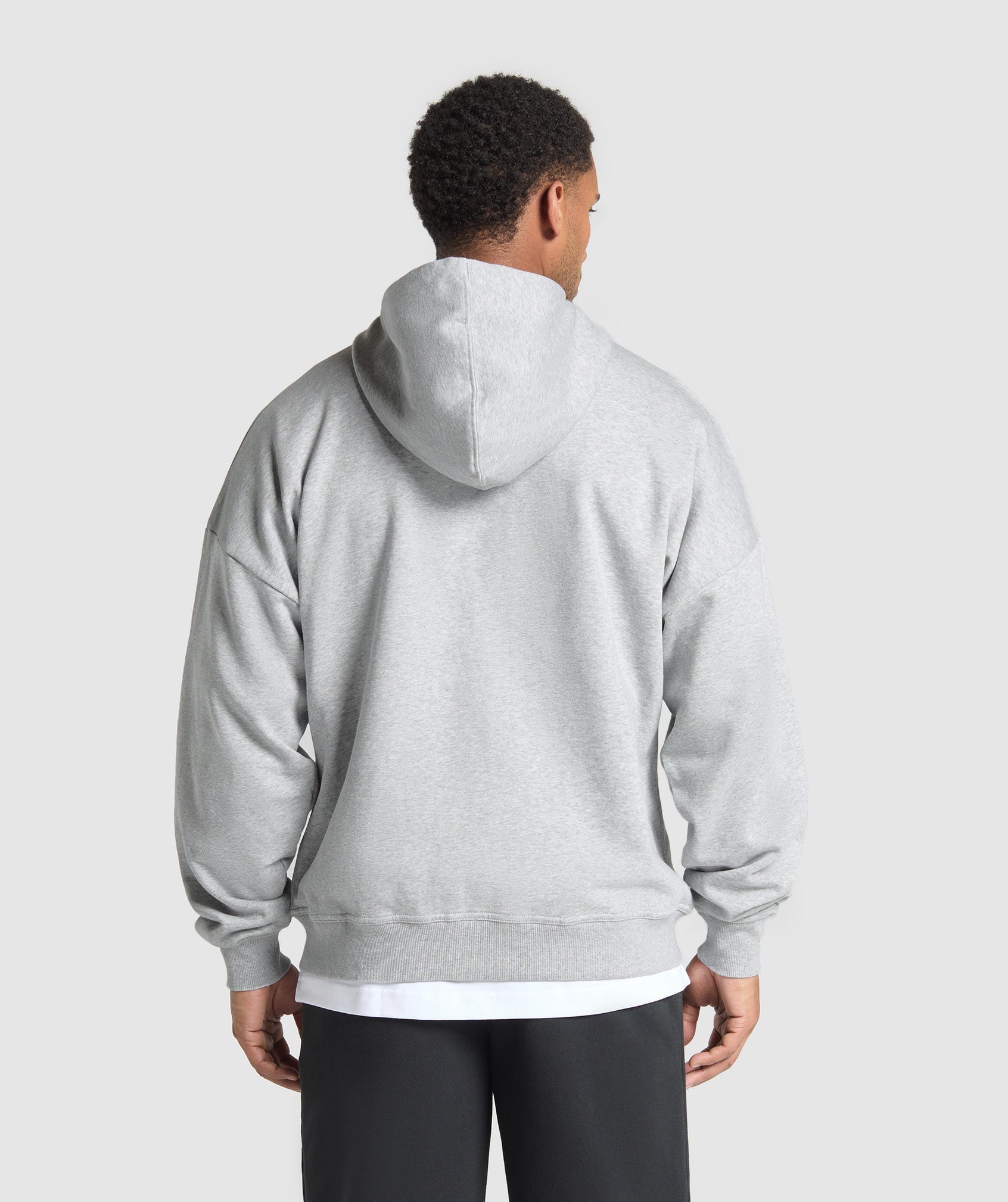Gymshark Crest Oversized Zip Up Hoodie - Light Grey Core Marl