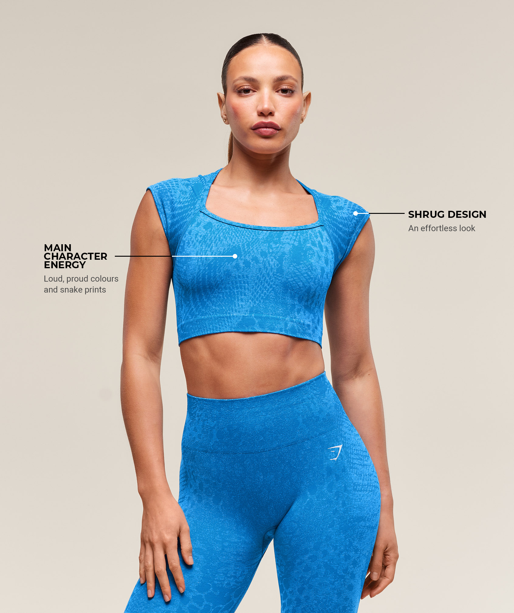 Gymshark Adapt Animal X Whitney Seamless Crop Top - Barbell Blue/Gentle Blue