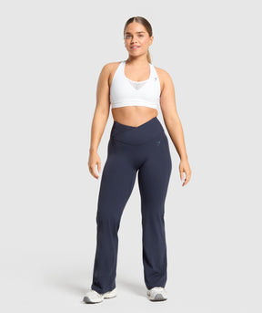 Gymshark Crossover Flared Leggings - Heavy Blue