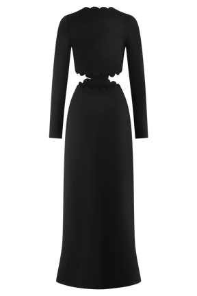 Cynthia Scalloped Halter Maxi Dress - Black