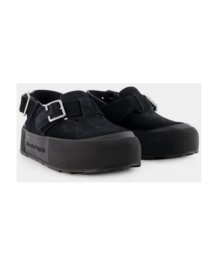 Mount Slick Sandals - Black/Silver Leather