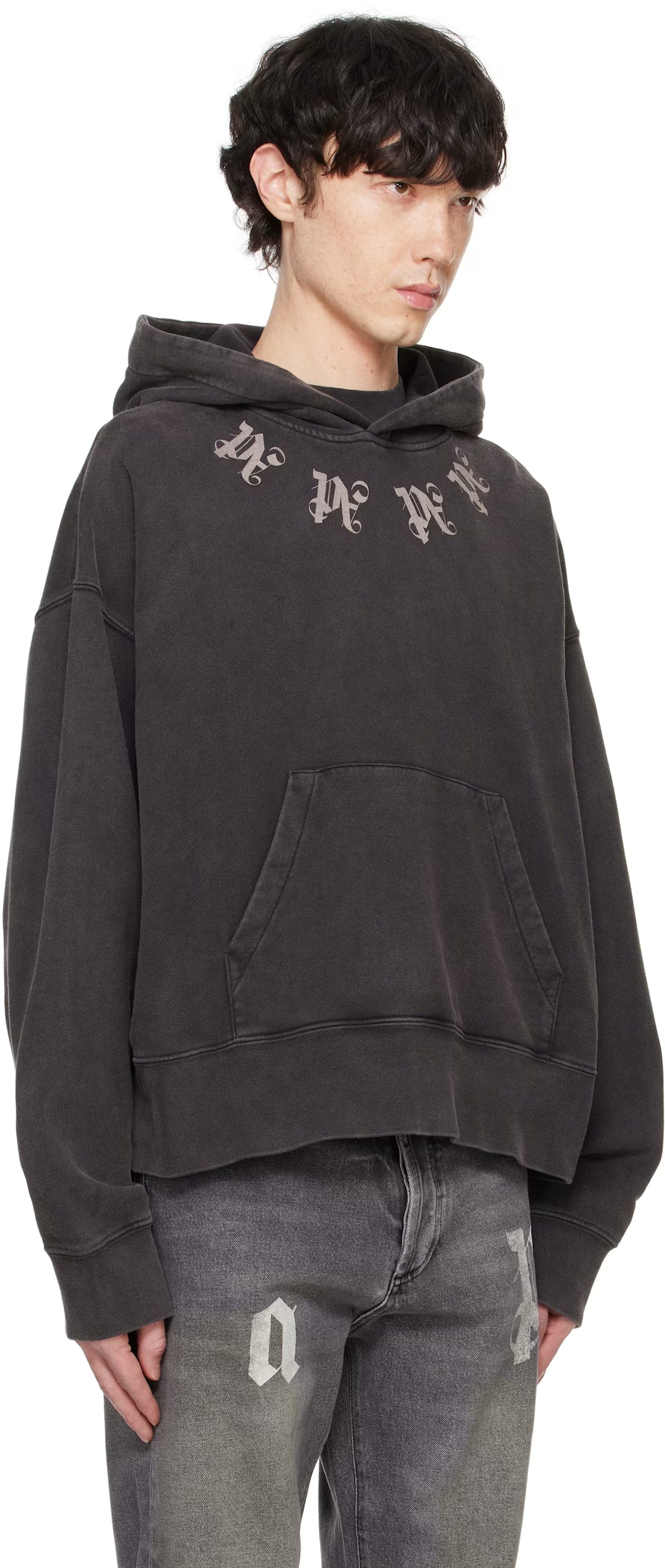 Black Statement Monogram Hoodie