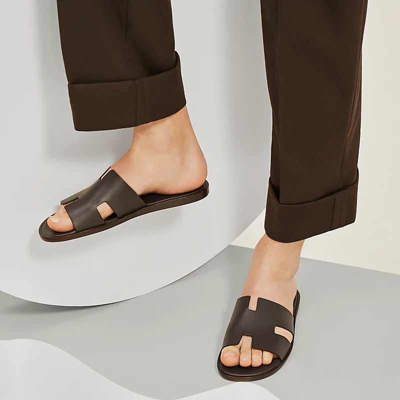 Hermès Oran Sandals – Dark Brown