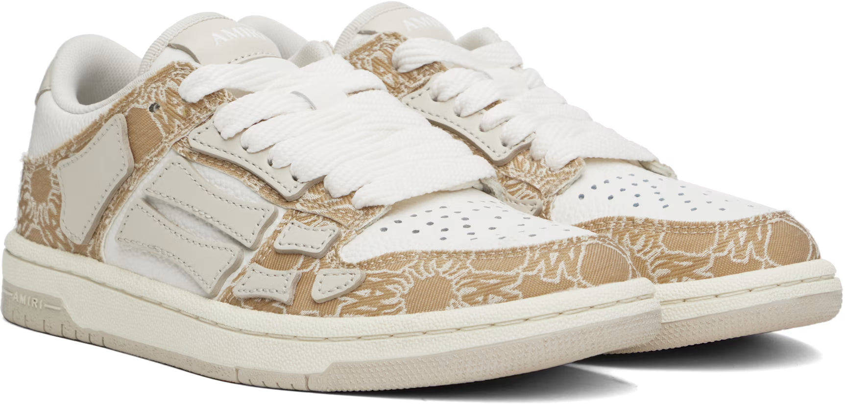 AMIRI White & Beige MA Quad Skel Low Top Sneakers
