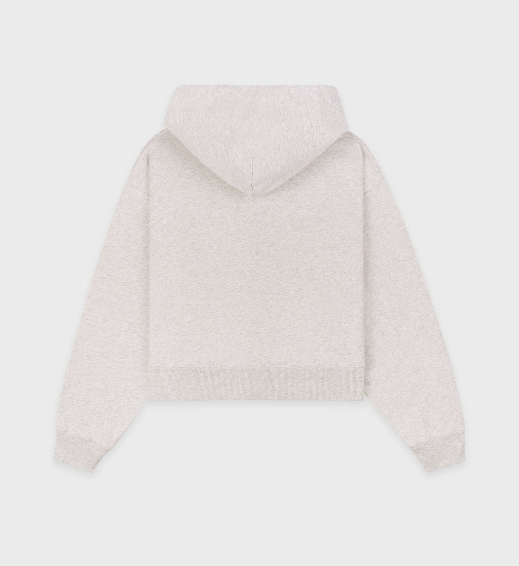 Dodgers Serif Cropped Zip Hoodie - Heather Gray/Navy