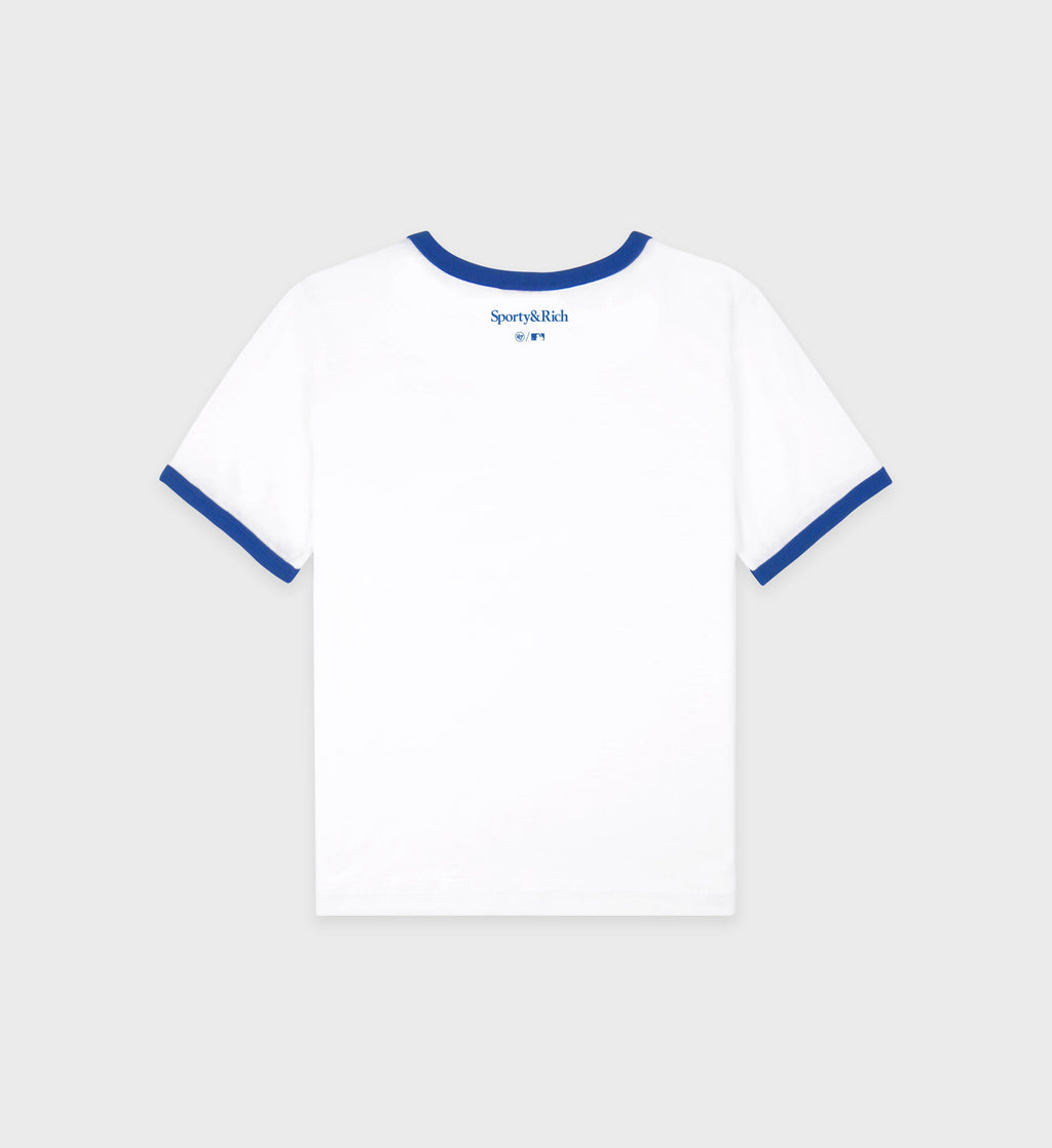 Dodgers Serif Ringer Tee - White/Team Blue