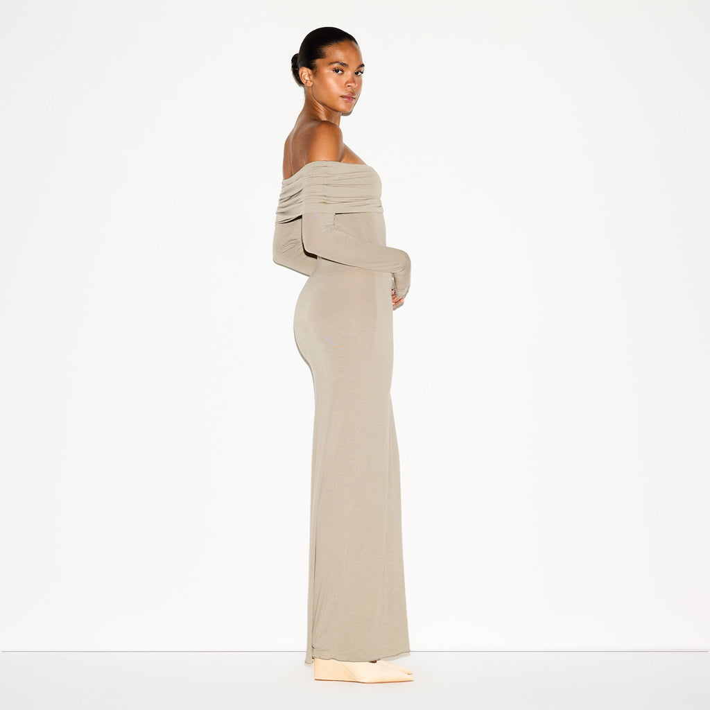 SHEER MODAL OFF THE SHOULDER LONG DRESS | DUNE