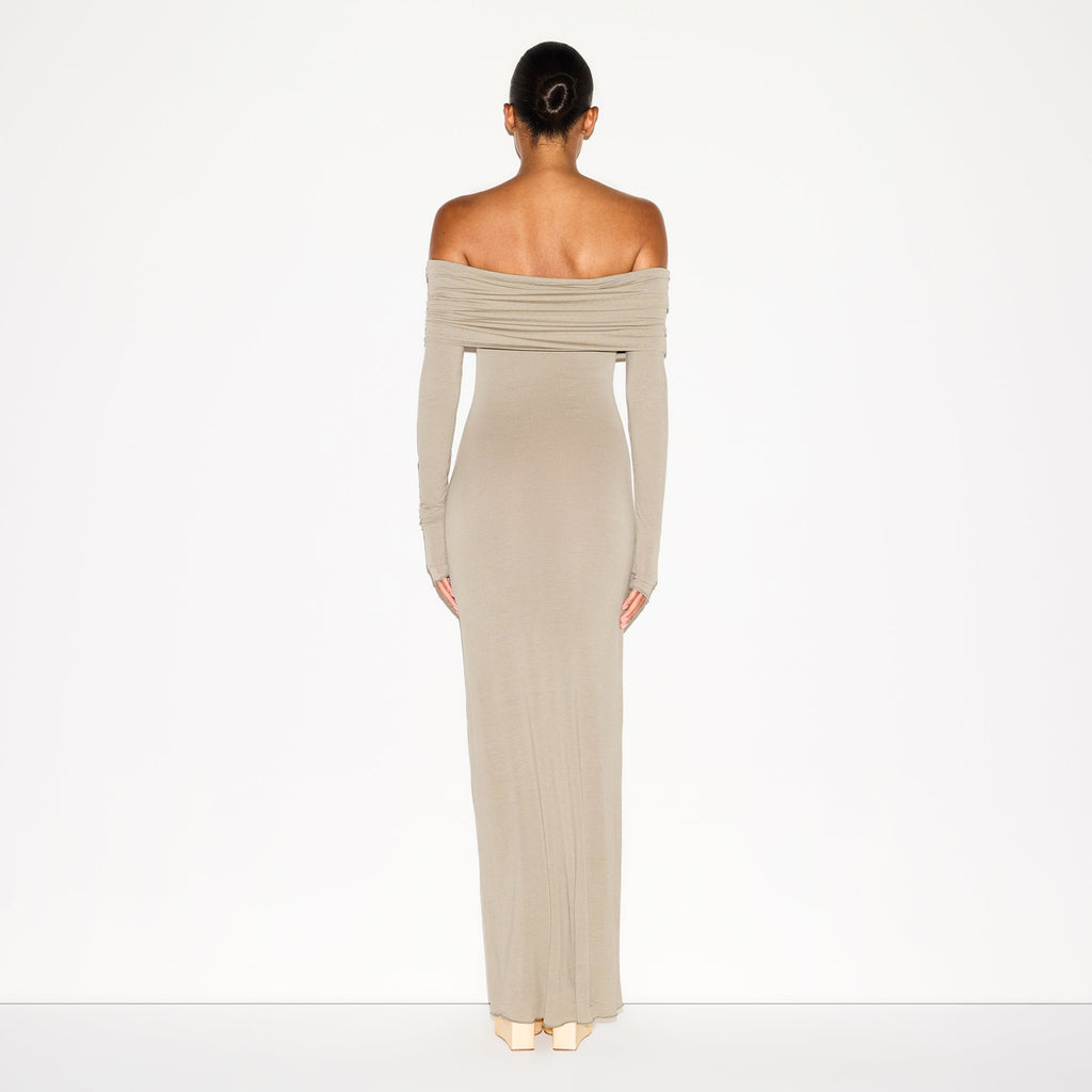SHEER MODAL OFF THE SHOULDER LONG DRESS | DUNE