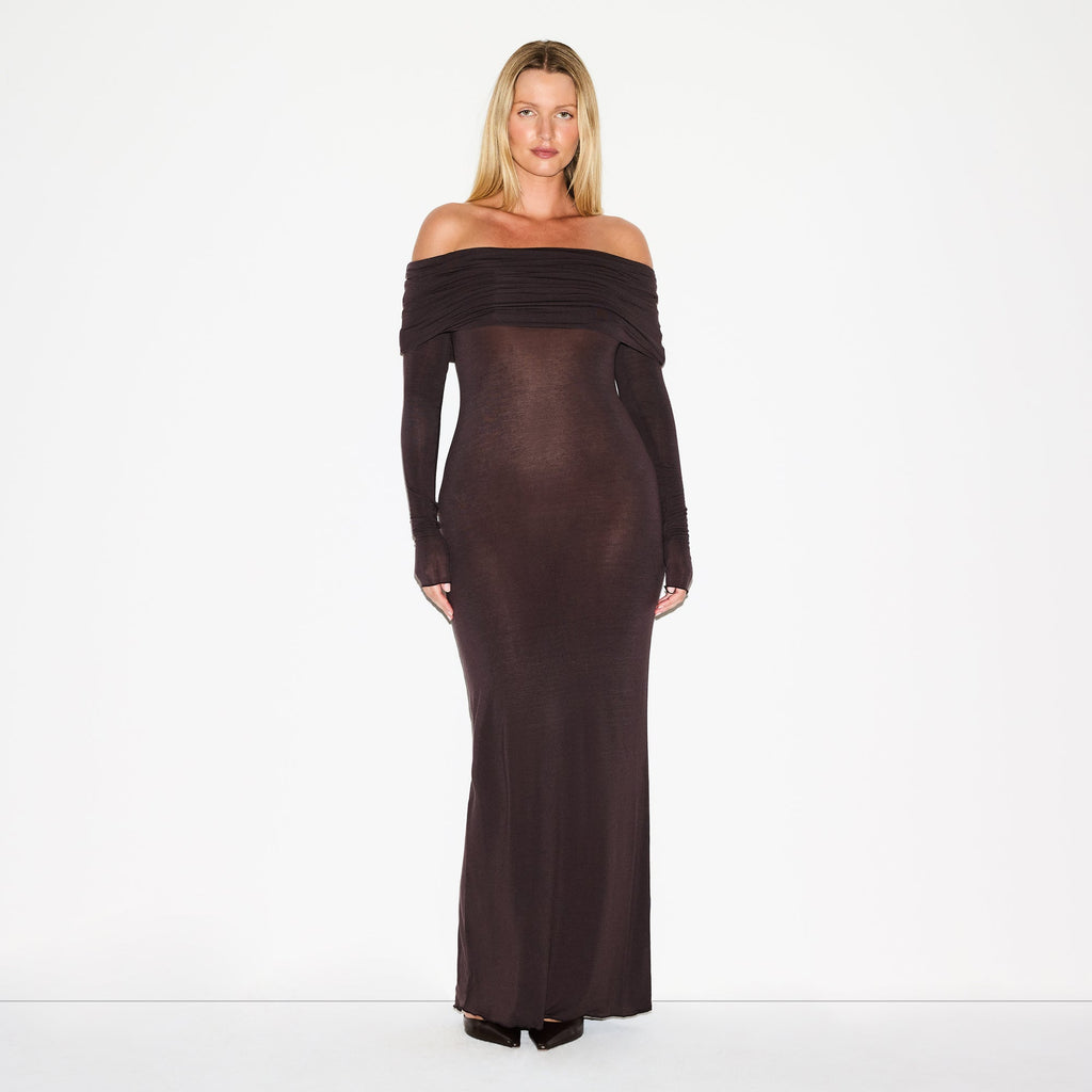 SHEER MODAL OFF THE SHOULDER LONG DRESS | PHOENIX