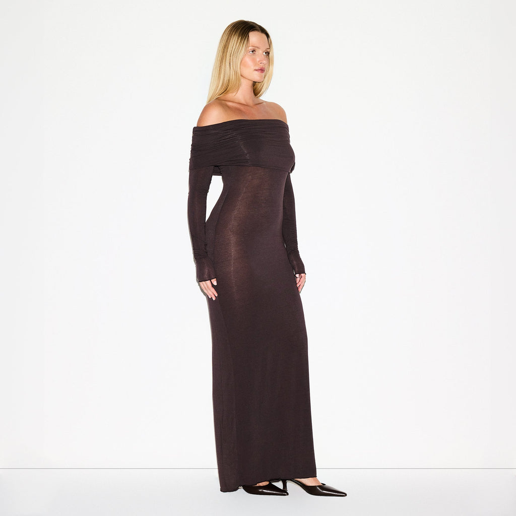 SHEER MODAL OFF THE SHOULDER LONG DRESS | PHOENIX