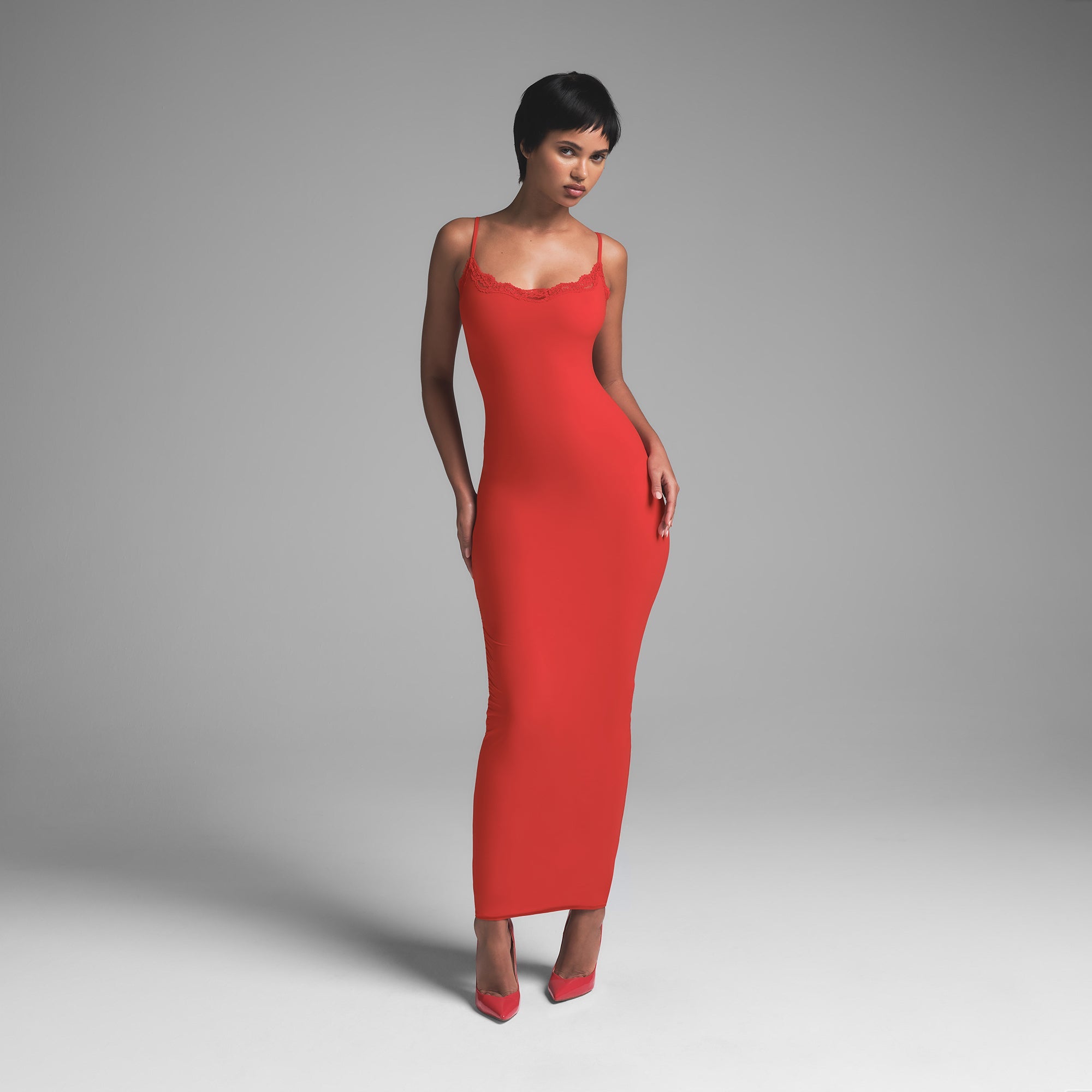 FITS EVERYBODY LACE LONG SLIP DRESS | CAYENNE