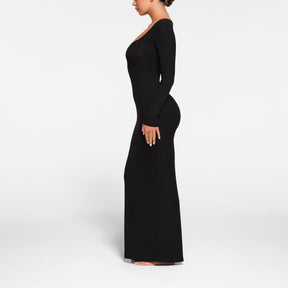 SOFT LOUNGE PETITE LONG SLEEVE DRESS | ONYX