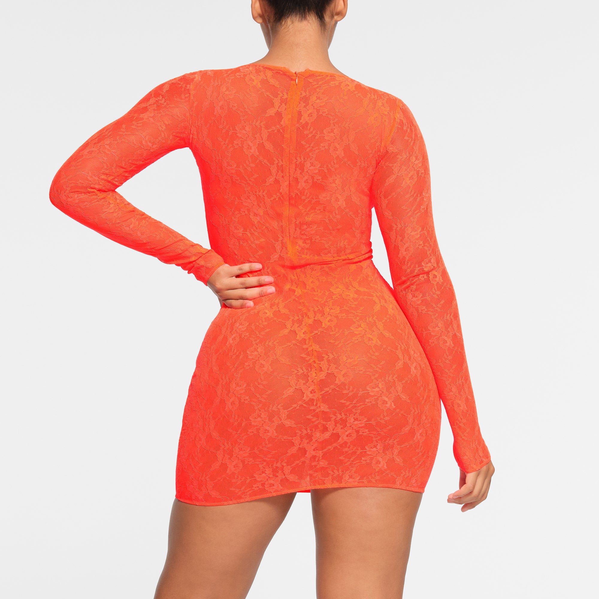 STRETCH LACE LINED LONG SLEEVE UNDERWIRE DRESS | SUNSET