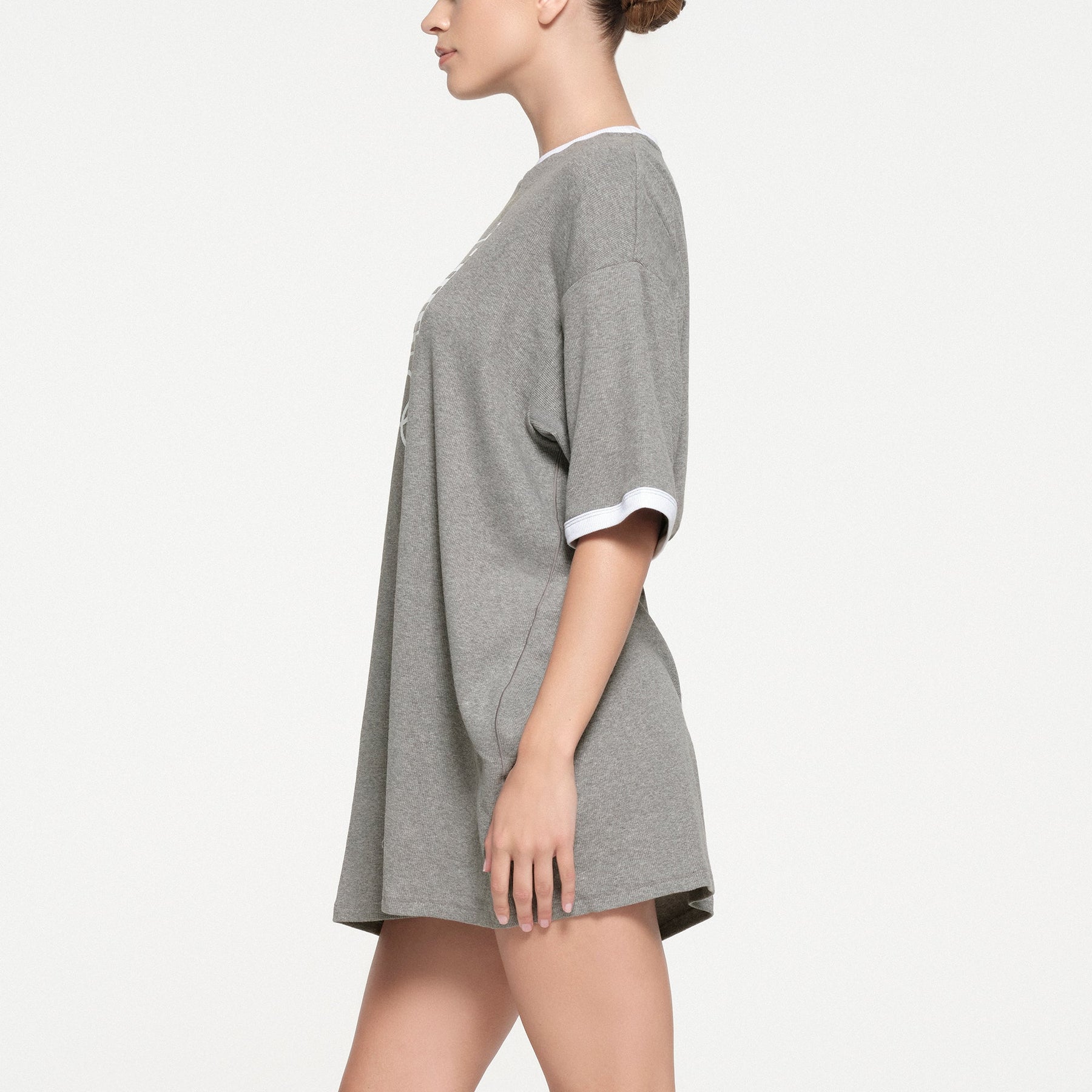 SKIMS FOR TEAM USA COTTON RIB OLYMPIC T-SHIRT MINI DRESS | HEATHER GREY