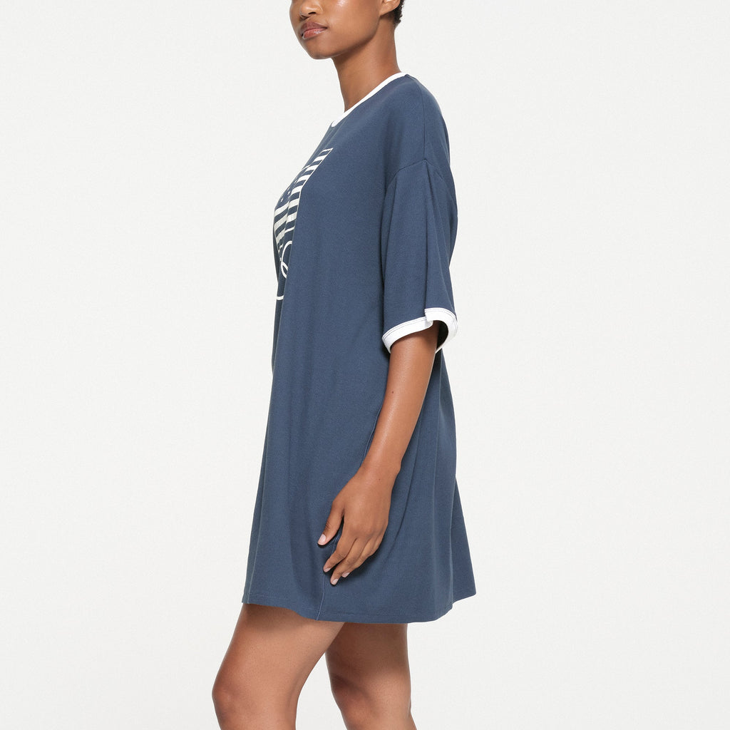 SKIMS FOR TEAM USA COTTON RIB OLYMPIC T-SHIRT MINI DRESS | NAVY