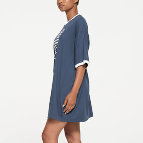 SKIMS FOR TEAM USA COTTON RIB OLYMPIC T-SHIRT MINI DRESS | NAVY