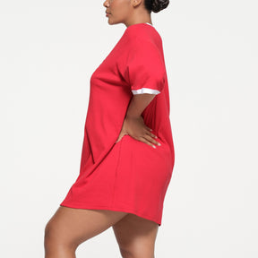 SKIMS FOR TEAM USA COTTON RIB OLYMPIC T-SHIRT MINI DRESS | RED