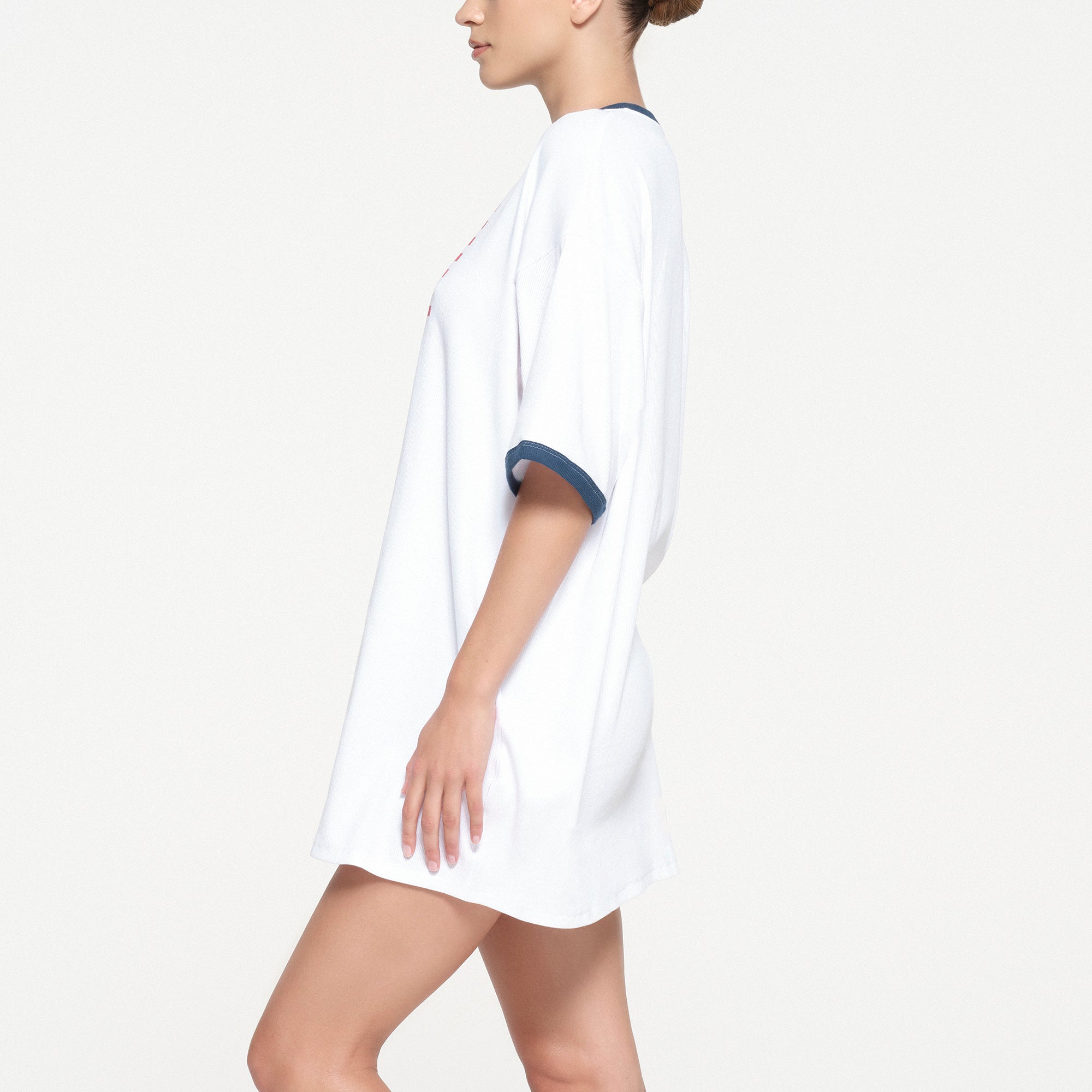 SKIMS FOR TEAM USA COTTON RIB OLYMPIC T-SHIRT MINI DRESS | WHITE