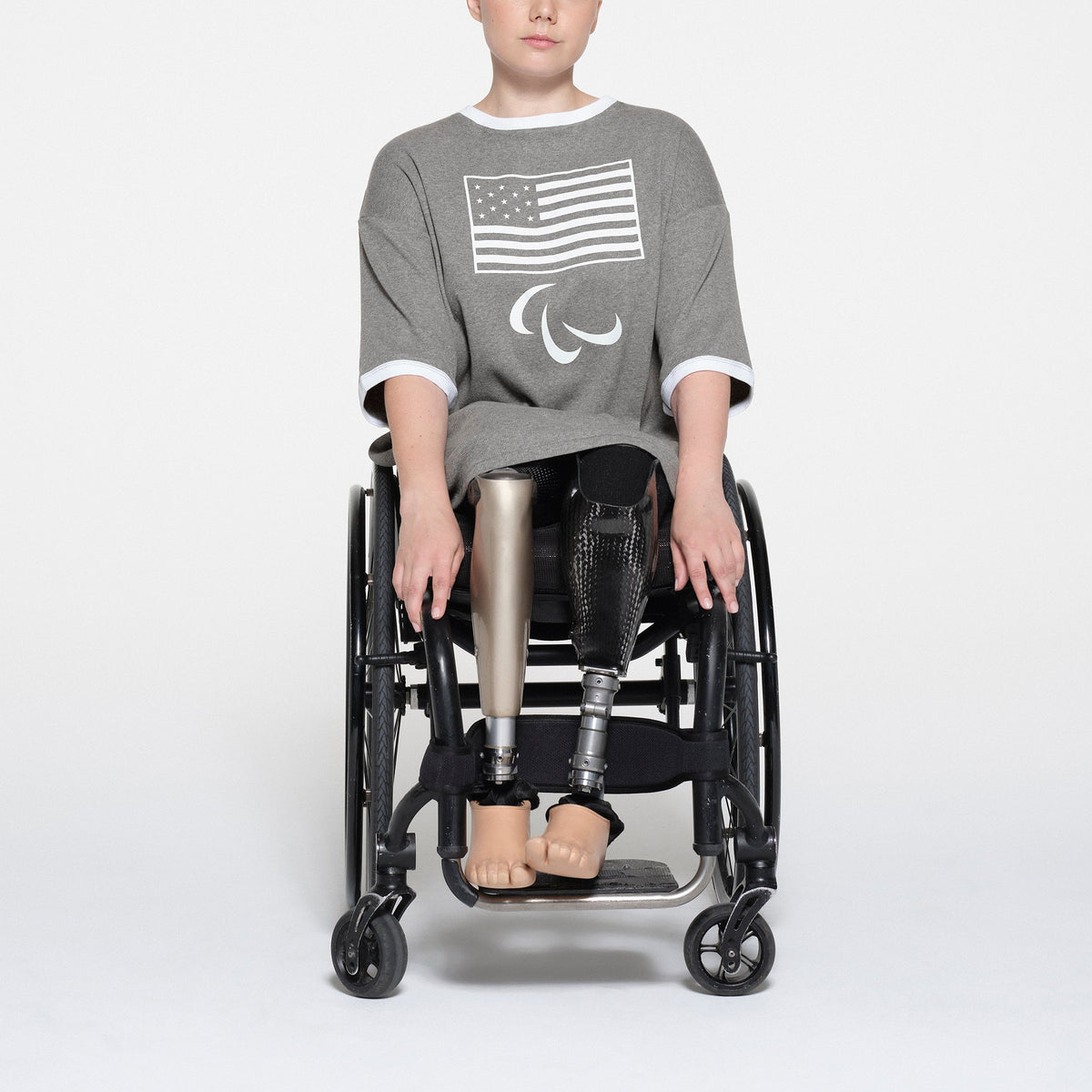 SKIMS FOR TEAM USA COTTON RIB PARALYMPIC T-SHIRT MINI DRESS | HEATHER GREY