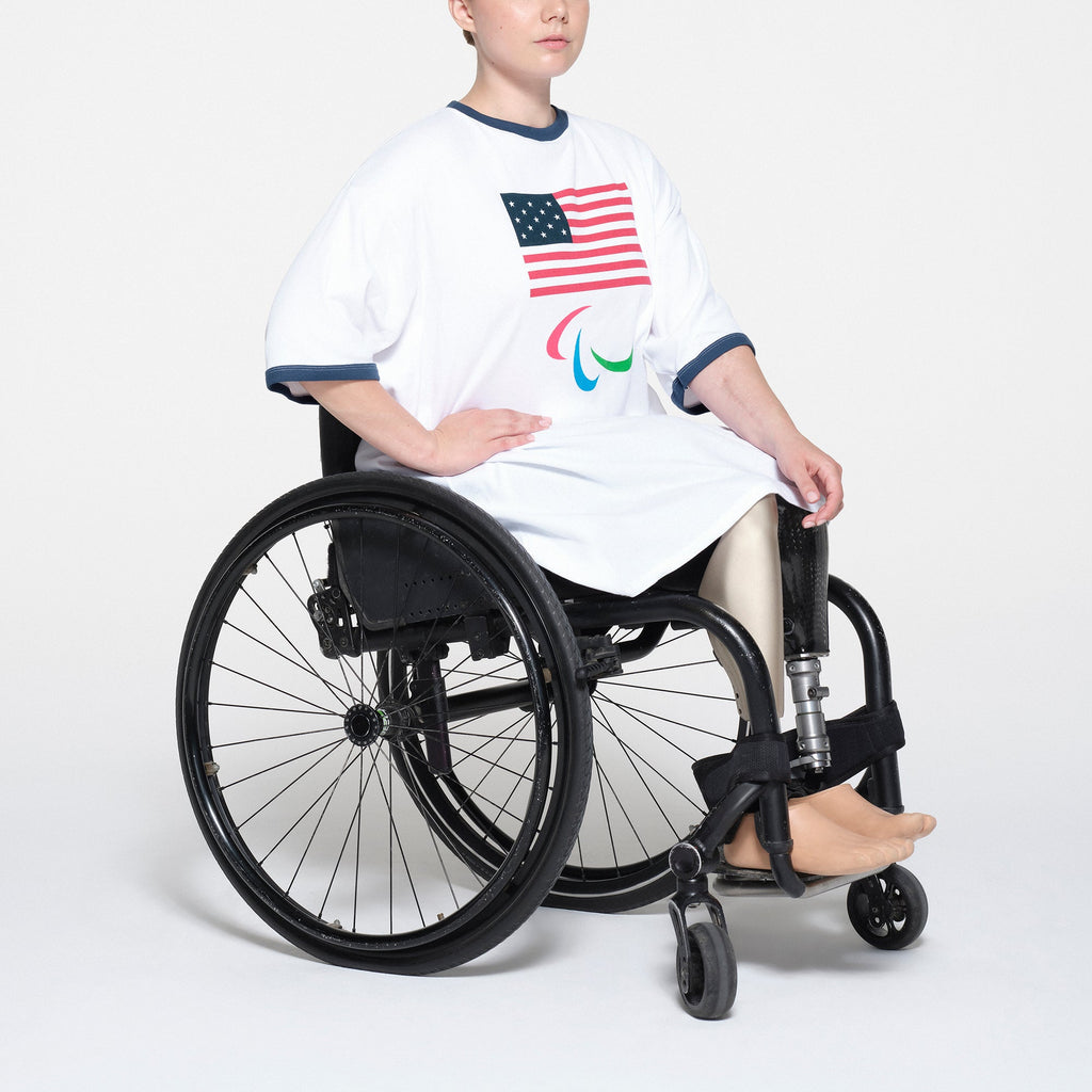 SKIMS FOR TEAM USA COTTON RIB PARALYMPIC T-SHIRT MINI DRESS | WHITE