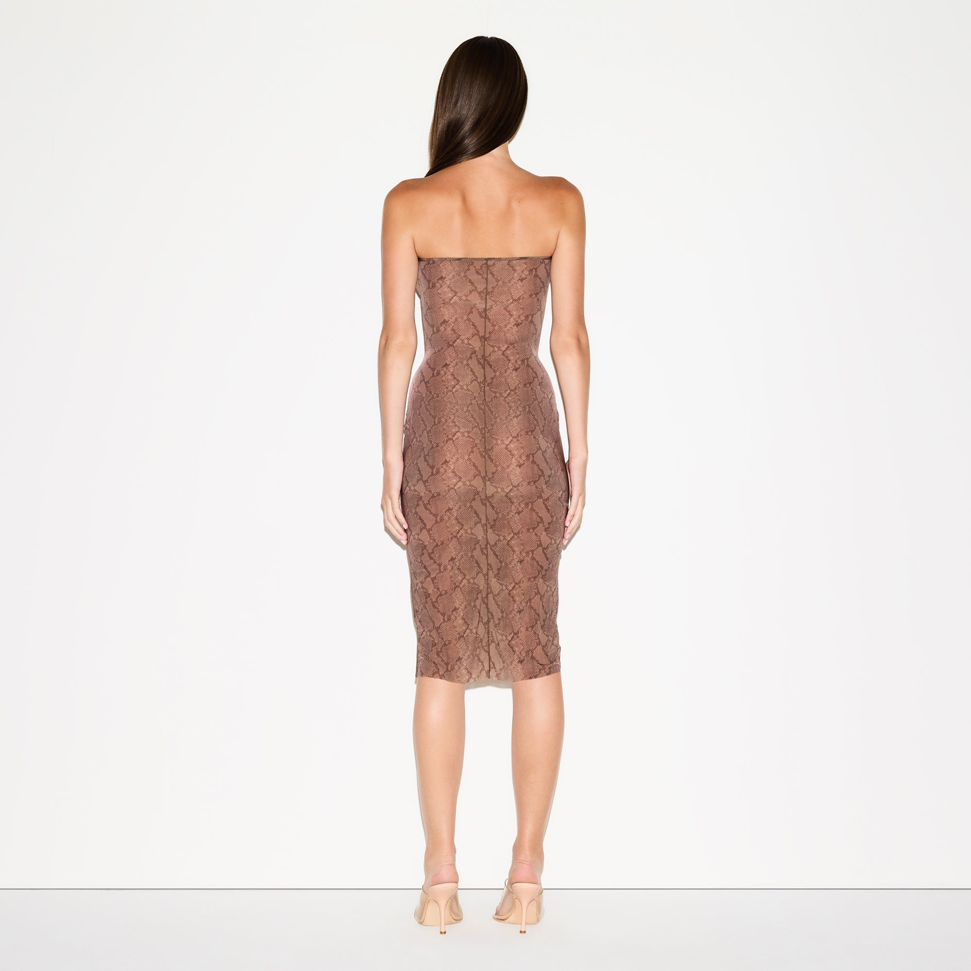 MILKY SHEER MIDI TUBE DRESS | JASPER SNAKE PRINT