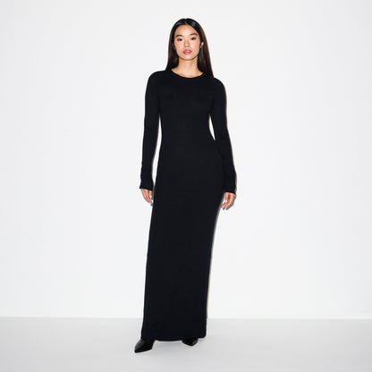 FEATHERWEIGHT CASHMERE LONG DRESS | ONYX