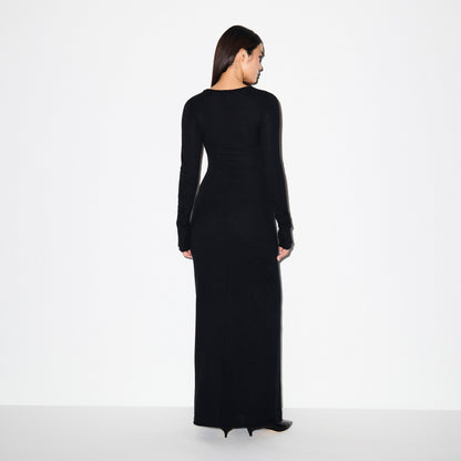 FEATHERWEIGHT CASHMERE LONG DRESS | ONYX