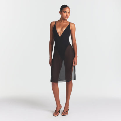 Skims Body Mesh Plunge Midi Dress