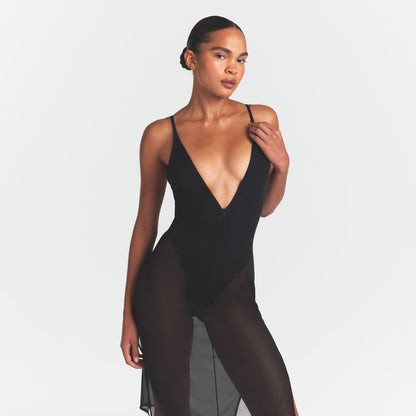Skims Body Mesh Plunge Midi Dress