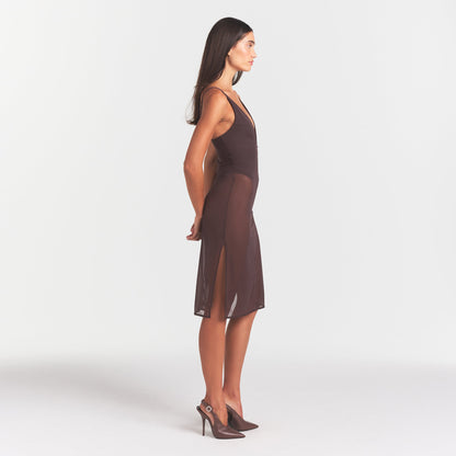 Skims Body Mesh Plunge Midi Dress