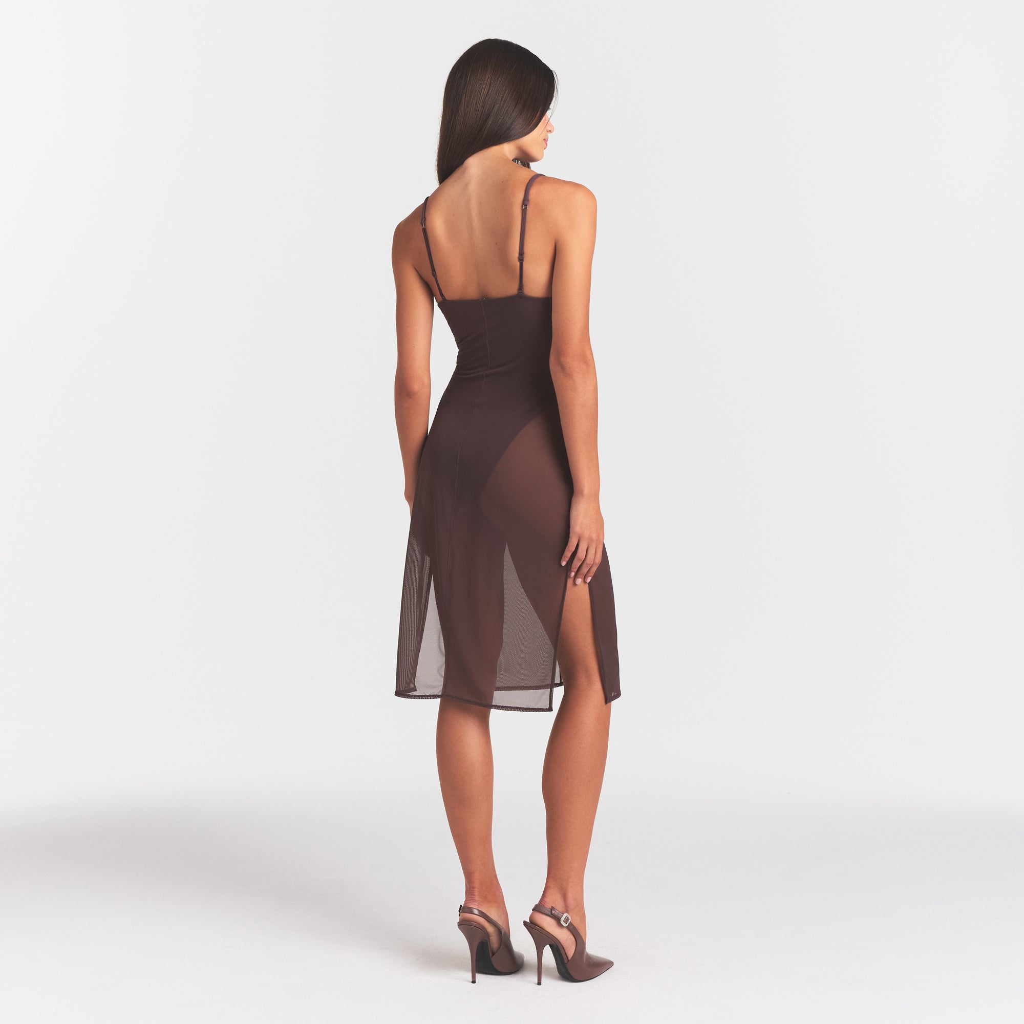 Skims Body Mesh Plunge Midi Dress