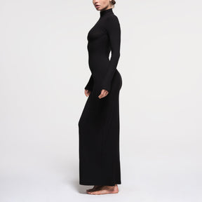 SOFT LOUNGE TURTLENECK LONG DRESS | ONYX