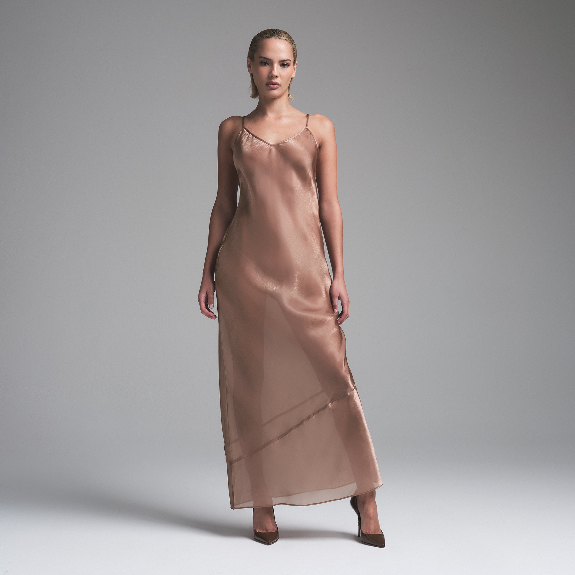 LIQUID ORGANZA CAMI LONG DRESS | SIENNA