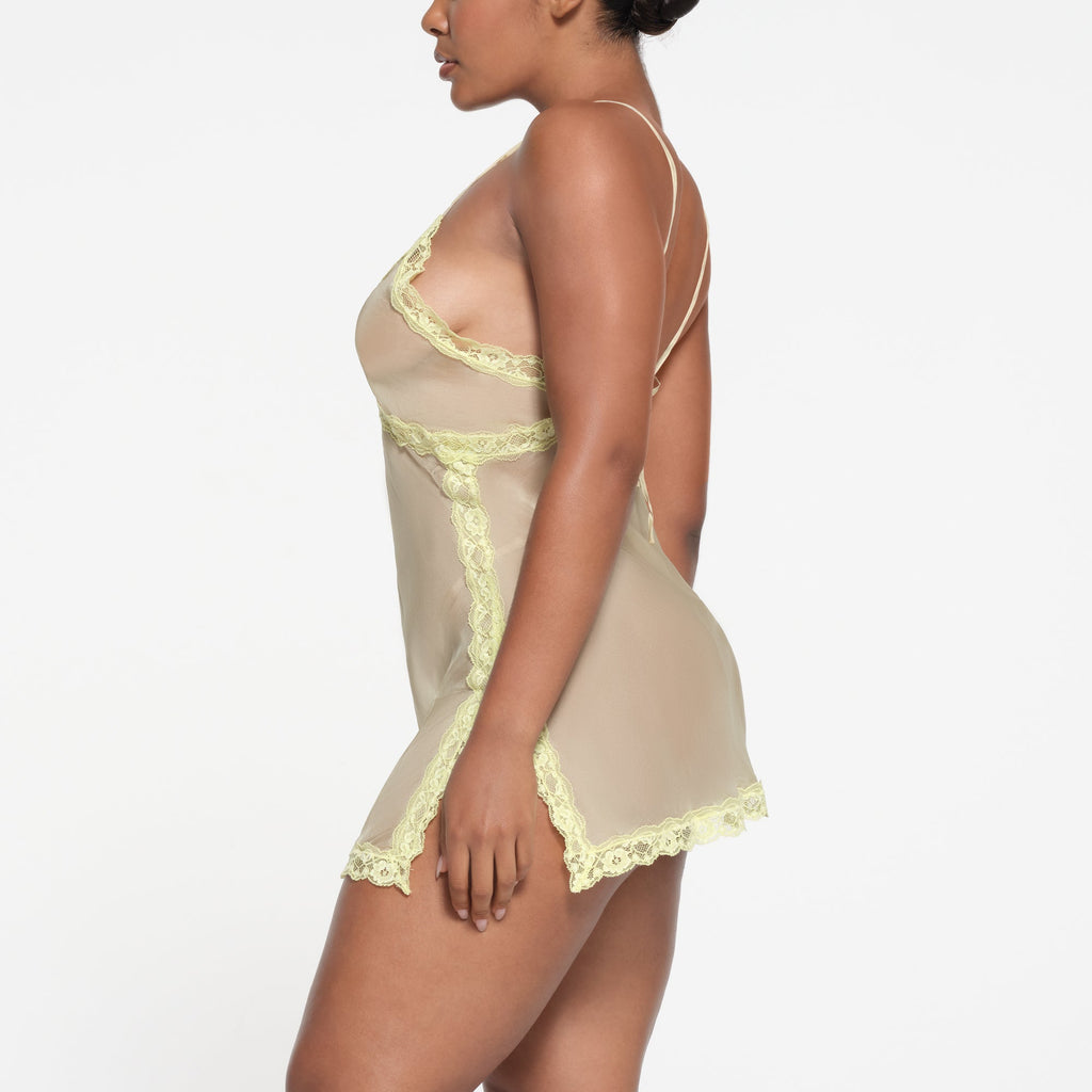 SKIMS ROMANCE LACE SLIP DRESS | SAGE