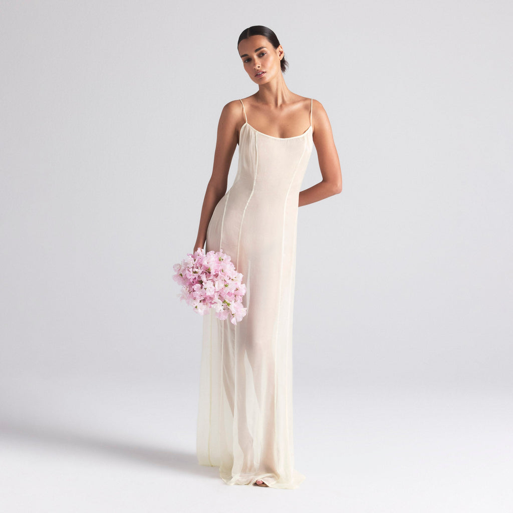 SKIMS ROMANCE LONG SLIP DRESS | IVORY