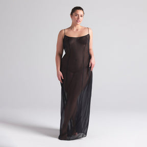 SKIMS ROMANCE LONG SLIP DRESS | ONYX
