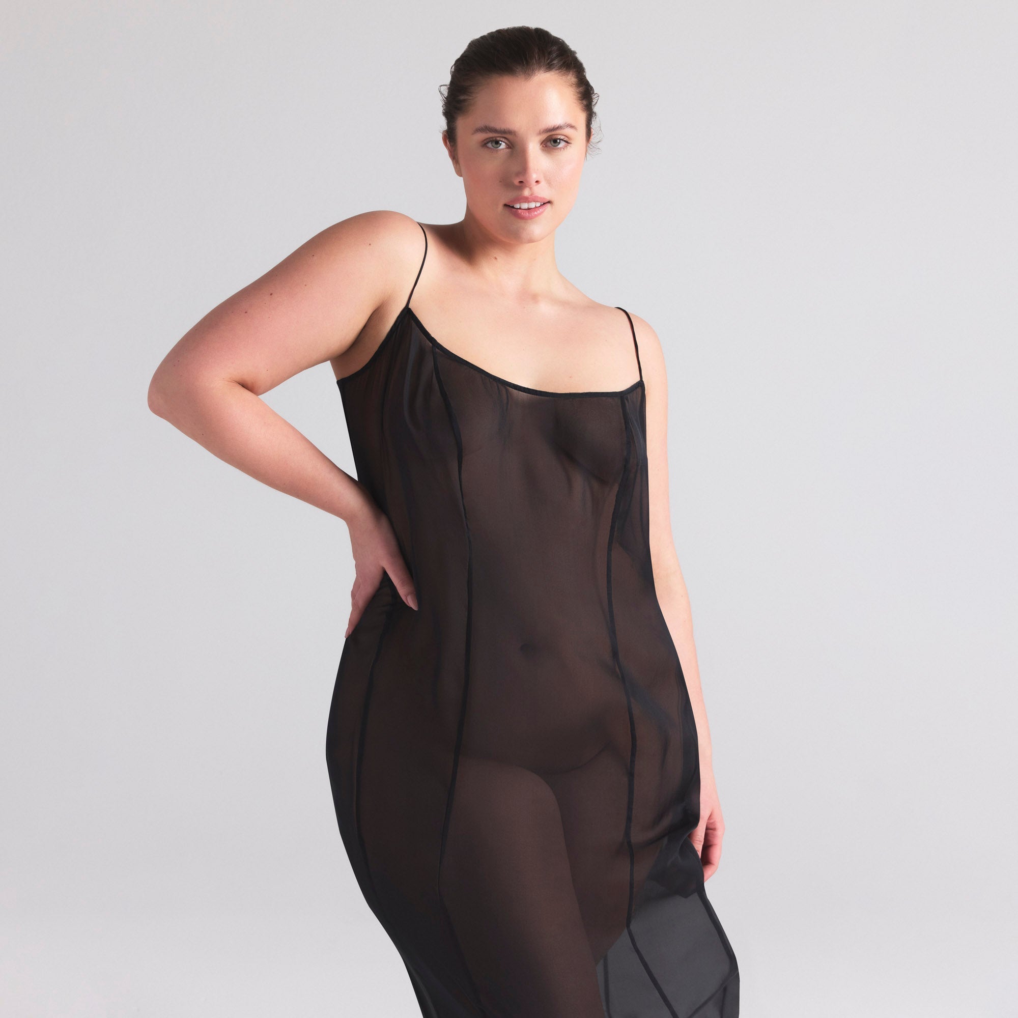 SKIMS ROMANCE LONG SLIP DRESS | ONYX