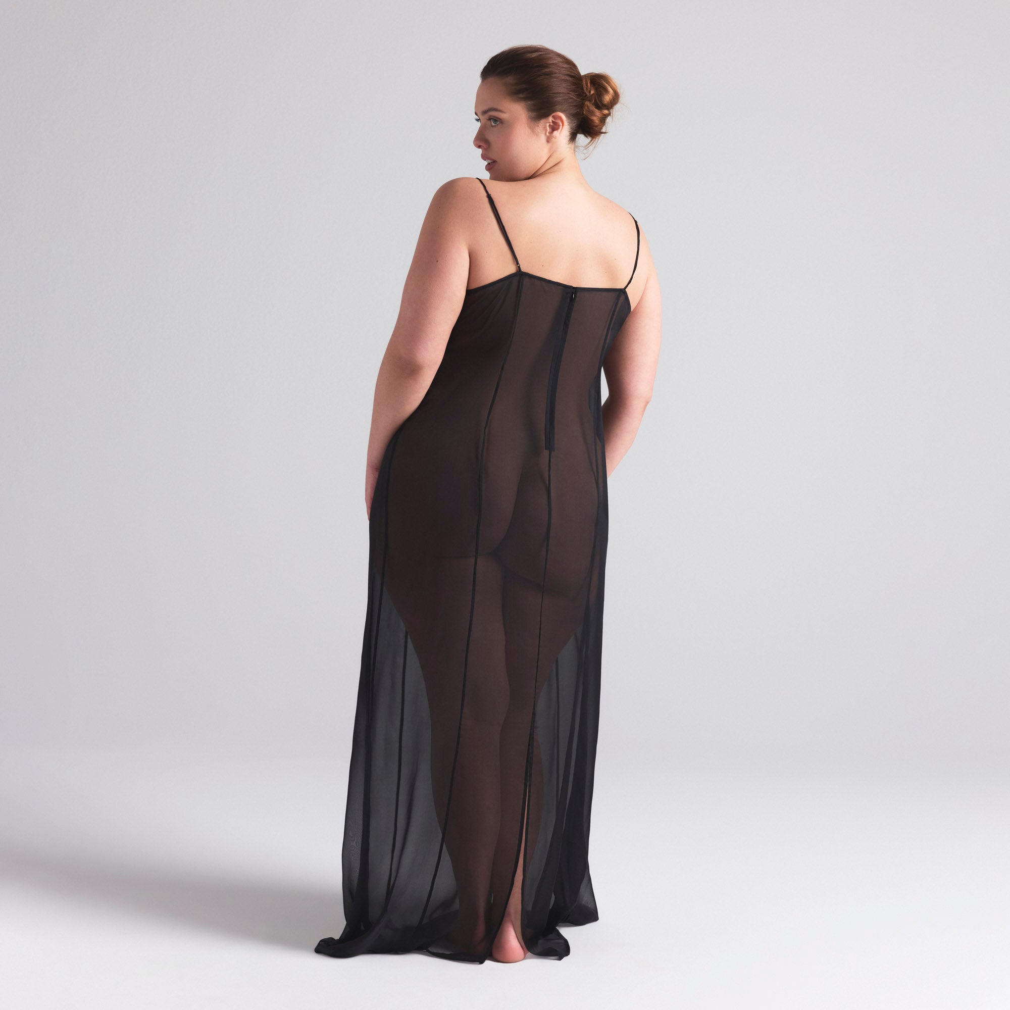 SKIMS ROMANCE LONG SLIP DRESS | ONYX