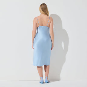 SILK MIDI DRESS | GLACIER