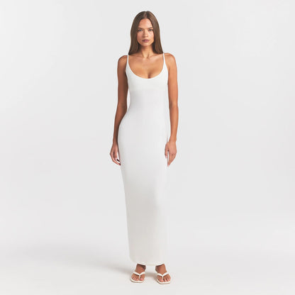 Smooth Layers Scoop Neck Long Dress