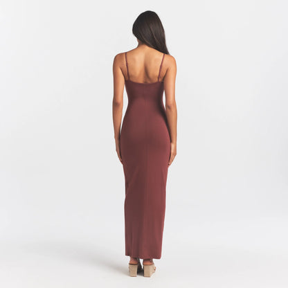 Smooth Layers Scoop Neck Long Dress