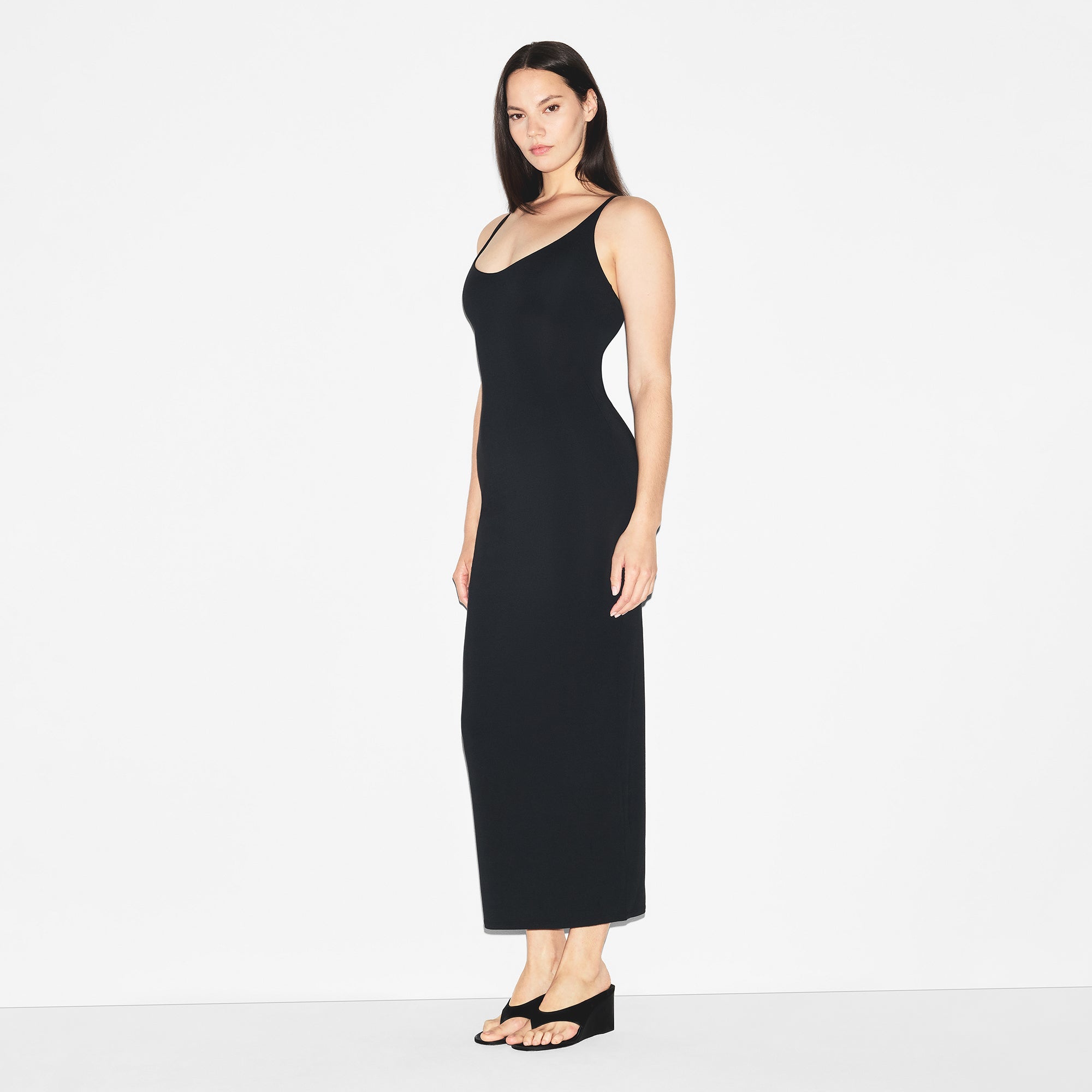 Smooth Layers Scoop Neck Long Dress
