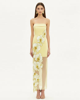 Orchid Embroidered Dress - Yellow
