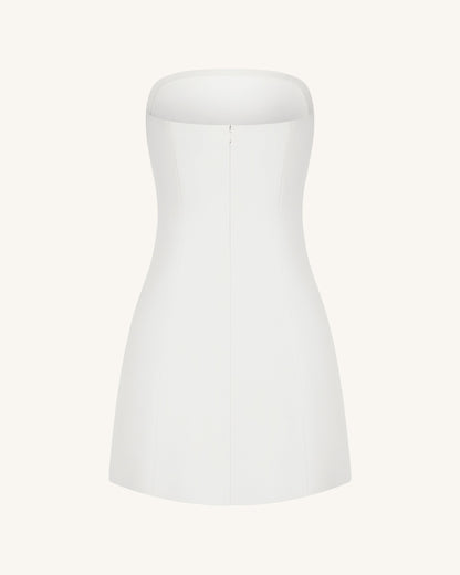 Orchid Appliqué Strapless Dress - White
