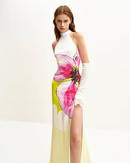 Olivia Floral Halter Gown - Multicolor